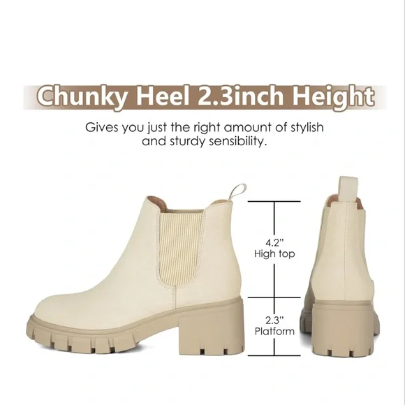 Neutral Cream Chelsea Winter Casual wear Boots - Picture 3 of 5